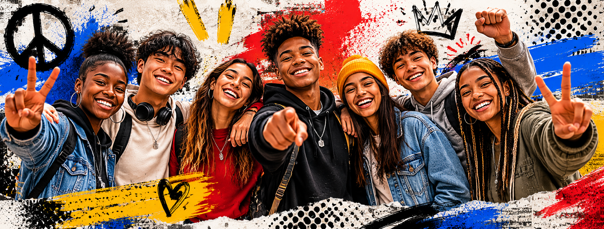 Diverse group of teens